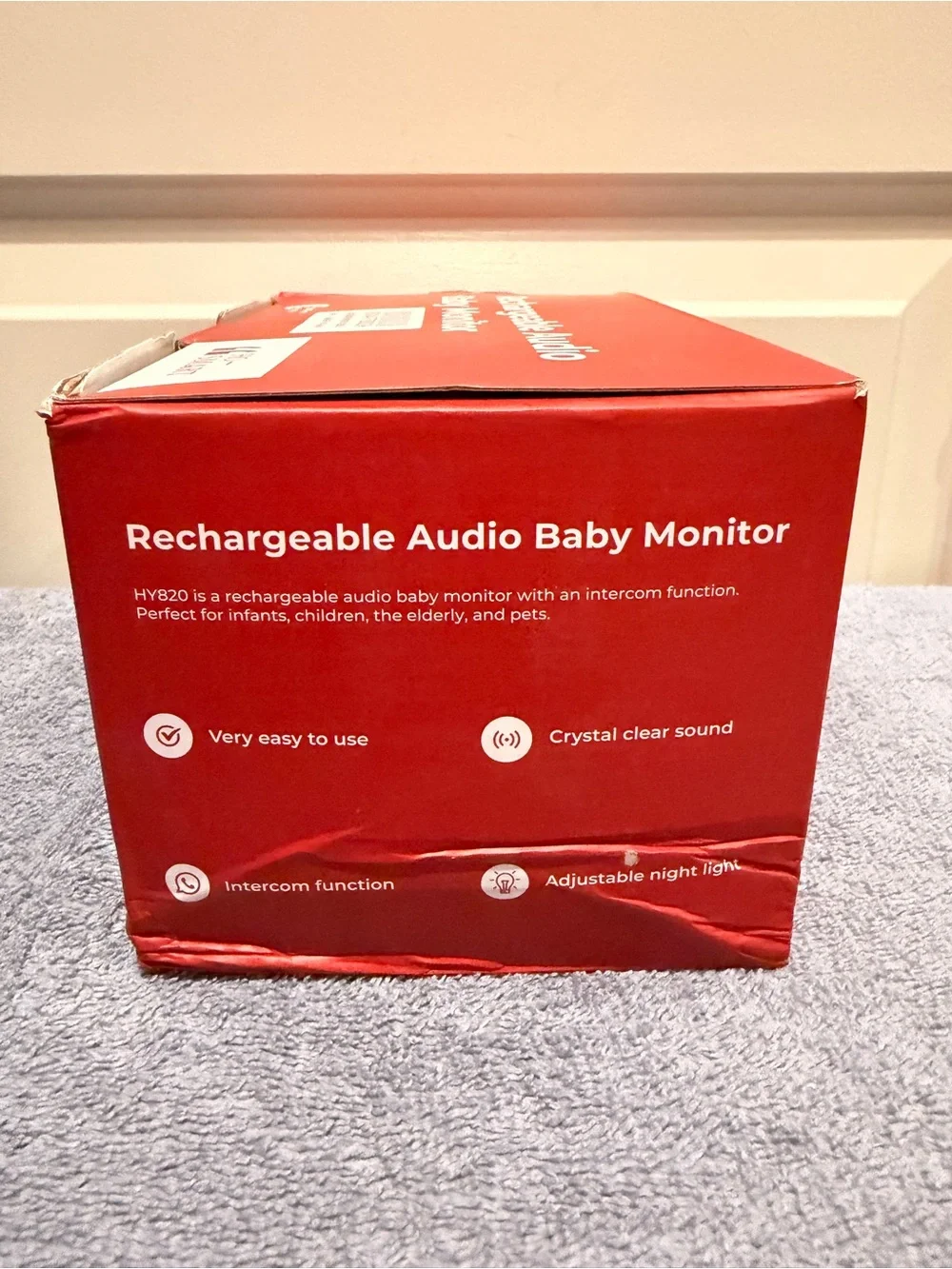 HO SMART HY820 Rechargeable Audio Baby Monitor w/ Intercom & Night Light